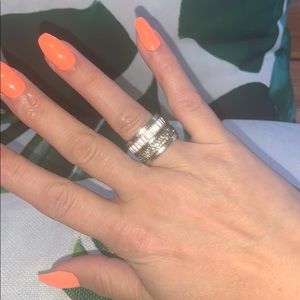 Michael Kors Gunmetal Pave Baguette Barrel Ring